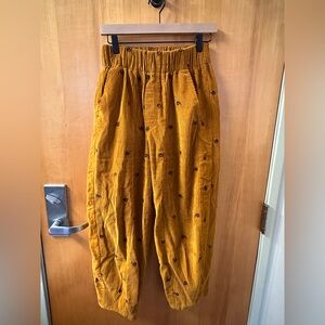 BDG Snail Embroidered Mustard Corduroy Pants